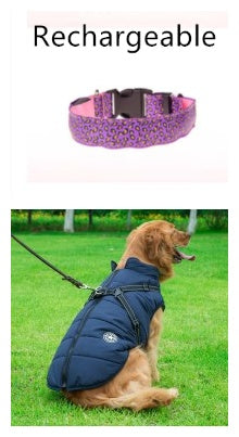 LED-Hundehalsband, Sicherheits-Halsband aus Nylon mit verstellbarem Leopardenmuster
