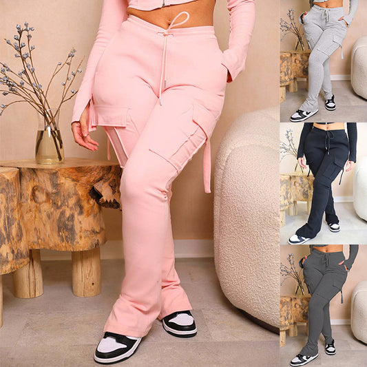 Cargohose mit Taschen und hoher Taille