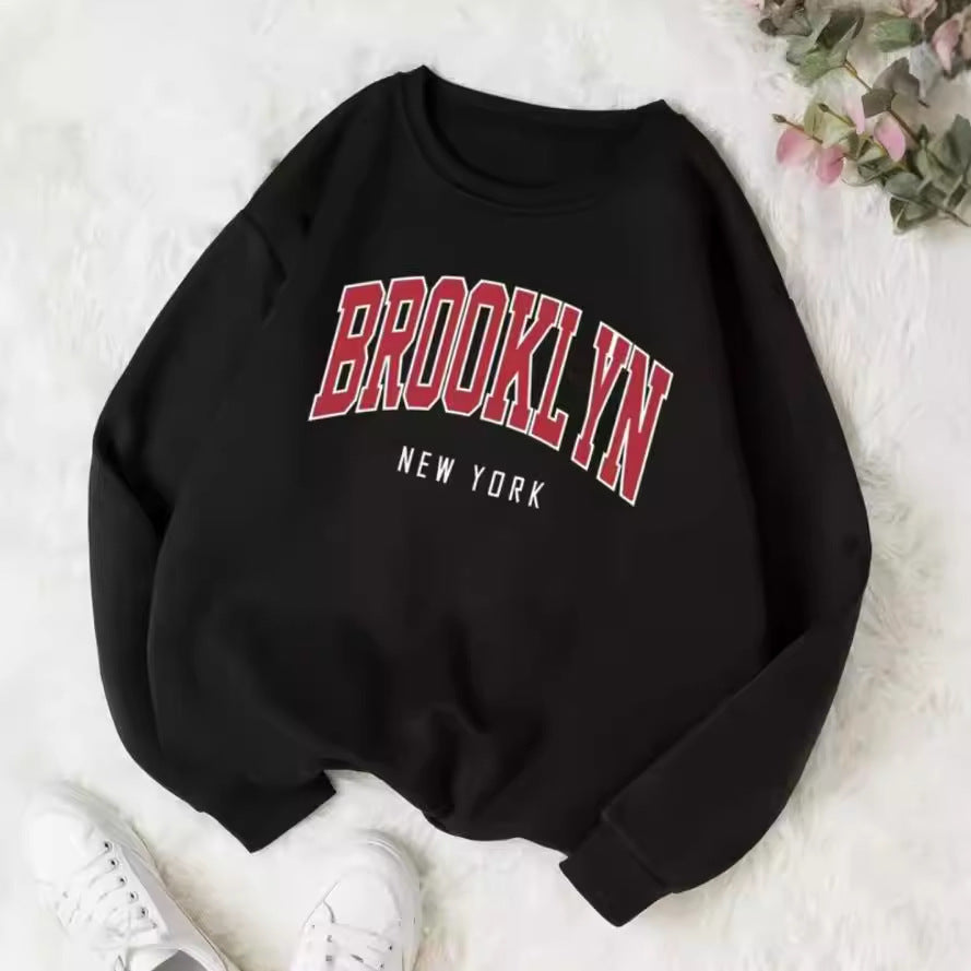 Personality Trend Printed Crew Neck Sweatshirt Women - Swefashionstore