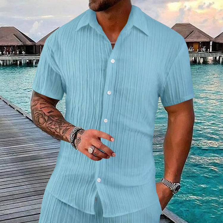 Polo Short Sleeve Button Casual Loose Short Sleeves Shirt - Swefashionstore