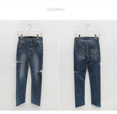 Temperament Ripped Trousers Pencil Skinny Low-Waist Jeans - Swefashionstore