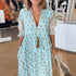 Summer Bohemian Print Lantern-Sleeved Dress Clothing For Women - Swefashionstore