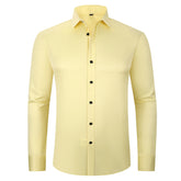 Solid Long Sleeve Shirt Fashion Slim Lapel Button Office Business Shirt Men&