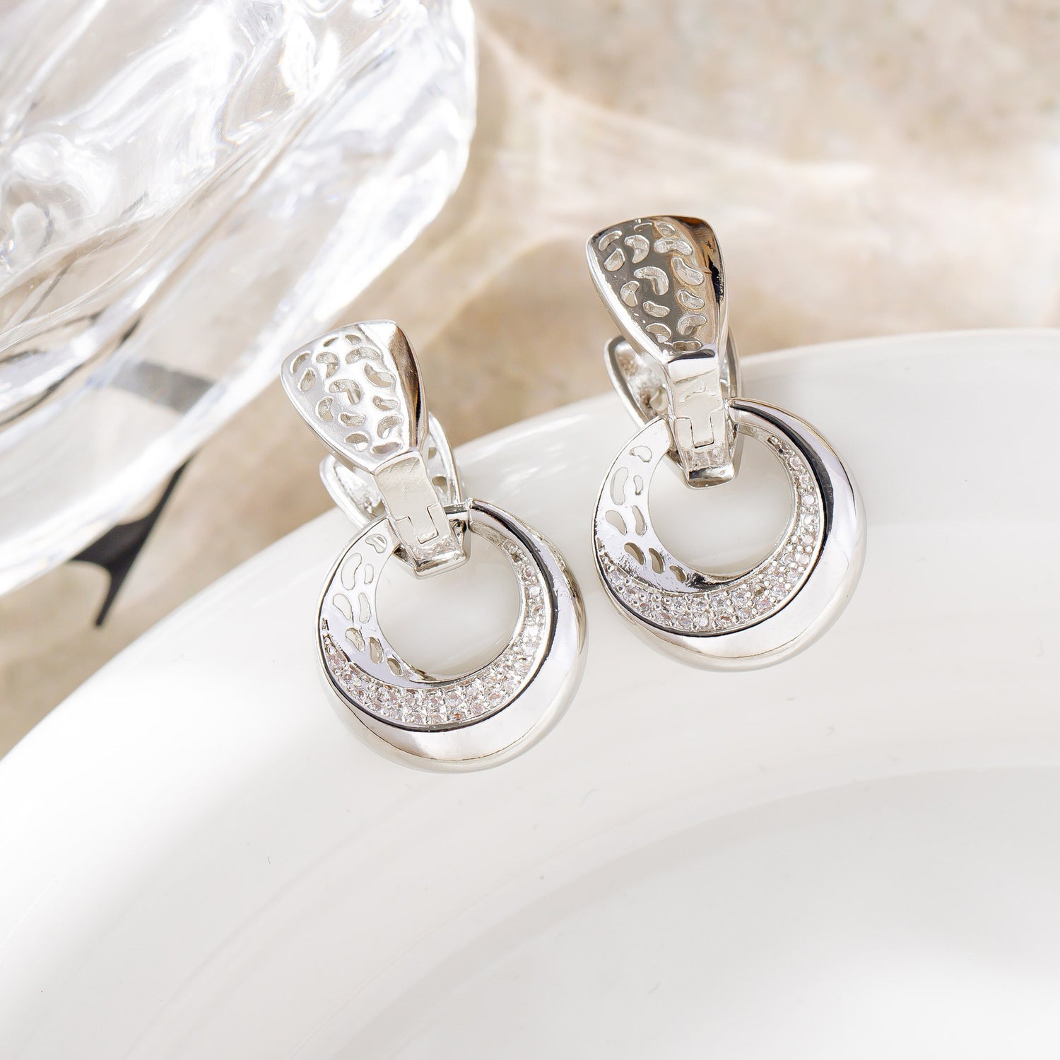 Hollow Round Moon Rose Earrings For Women - Swefashionstore