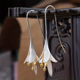 Female Fashion Vintage Blooming Flowers Two Tone Dangle Hanging Engagement Jewelry Earrings - Swefashionstore