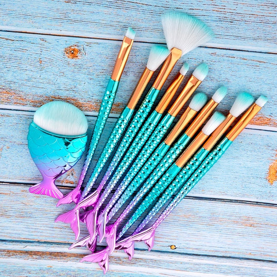 Makeup Brushes Kit Maquiagem Maquillaje New Mermaid Foundation Eyebrow Eyeliner Cosmetic Makeup Brushes - Swefashionstore