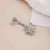Popular Light Luxury Zircon Flower Navel Stud
