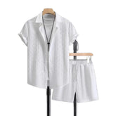 Summer Jacquard Black And White Solid Color Suit - Swefashionstore