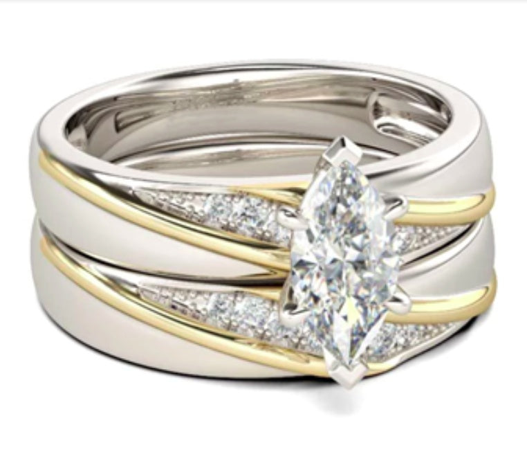 925 Sterling Silver Princess Cut White CZ Bridal Engagement Wedding Ring Set - Swefashionstore