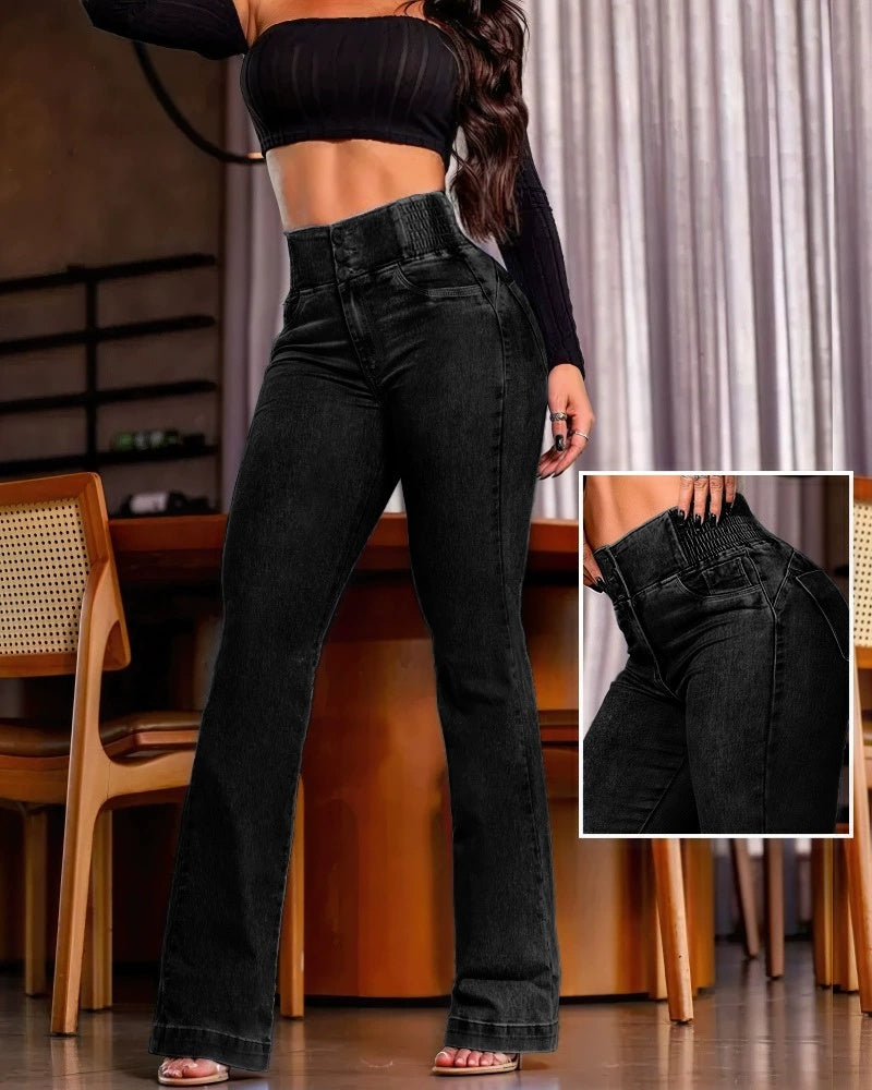 Elegant Female Bottom Back High Waist Jeans - Swefashionstore