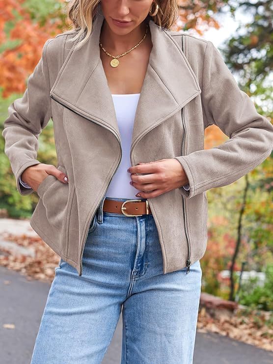 Fashion Casual Short Motorcycle Suede Jacket - Swefashionstore