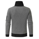 Independent Station Casual Slim Knit Pullover Sweater for Men with Scarf Collar Long Sleeves