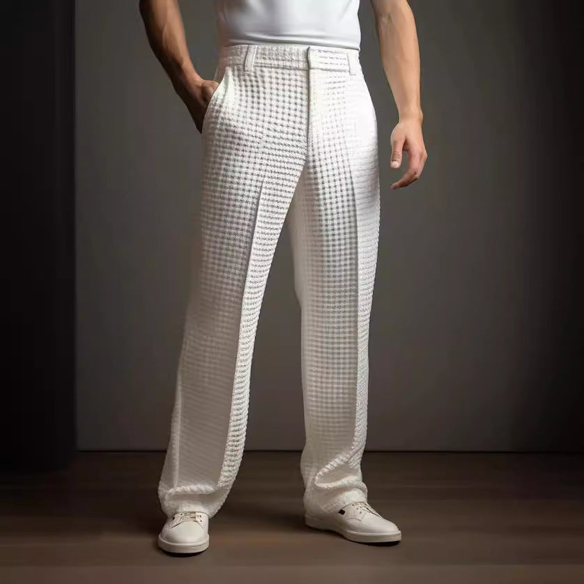 CASUAL Vielseitige Business Straight Herren Anzughose mit Waffelmuster