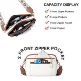 Triple-zipper Shoulder Bag With Floral Embroidered Straps - Swefashionstore