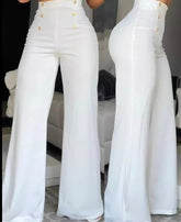 Fashionable Slim Fit Double-breasted Flared Trousers With Slight Stretch - Swefashionstore