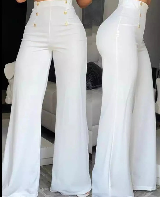 Fashionable Slim Fit Double-breasted Flared Trousers With Slight Stretch - Swefashionstore