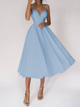 New Design V-neck Suspender Summer Fashion A-Line Long Dresses - Swefashionstore