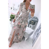 Long Sleeve Chiffon Printed BOHEMIAN Dress Women - Swefashionstore