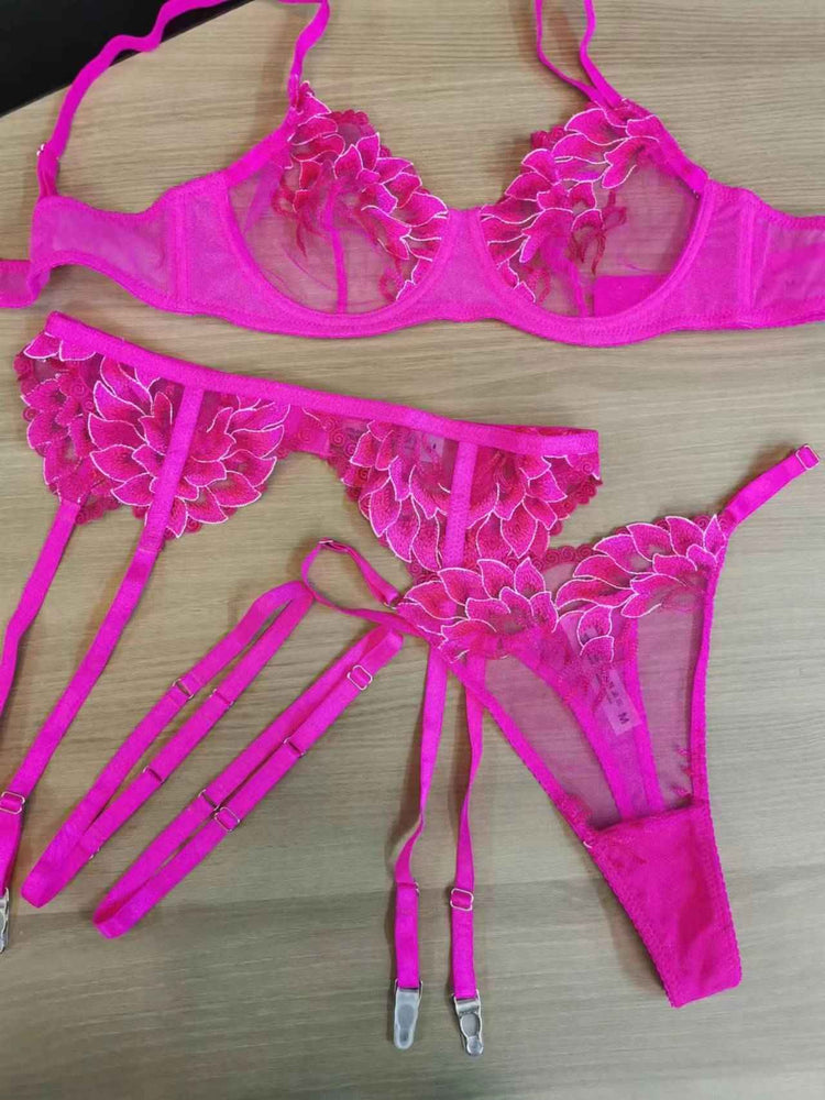 Anti-Sagging Lace Embroidery Three-Piece Set for Ultimate Elegance - Swefashionstore