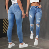 Stretch Ripped Slim Fit Feet Women&