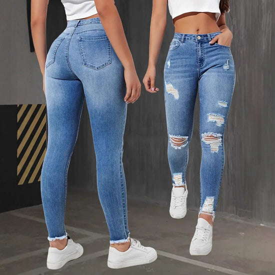 Stretch Ripped Slim Fit Feet Women&