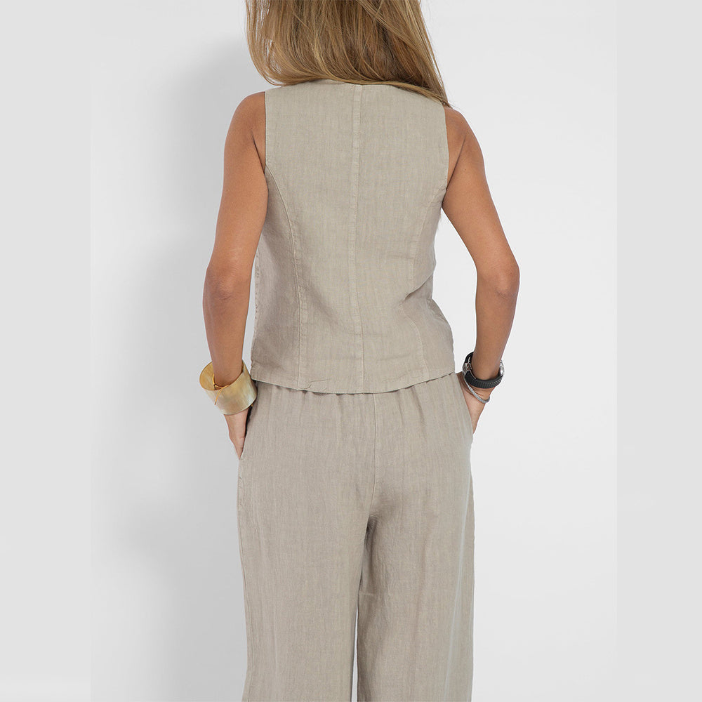 Summer Vest Suits V-neck Straight Trousers