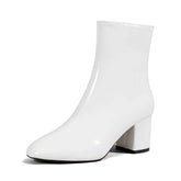 Chunky Heel Pointed Toe Boots with Side Zipper - Fashion Mid-Calf Boots for Women