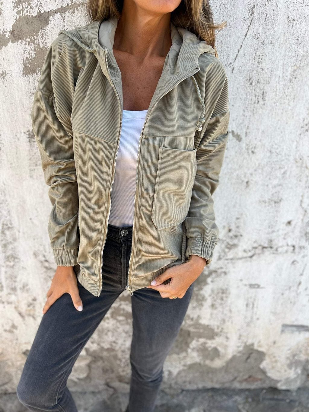 Hooded Zip-up Jacket With Pockets - Swefashionstore