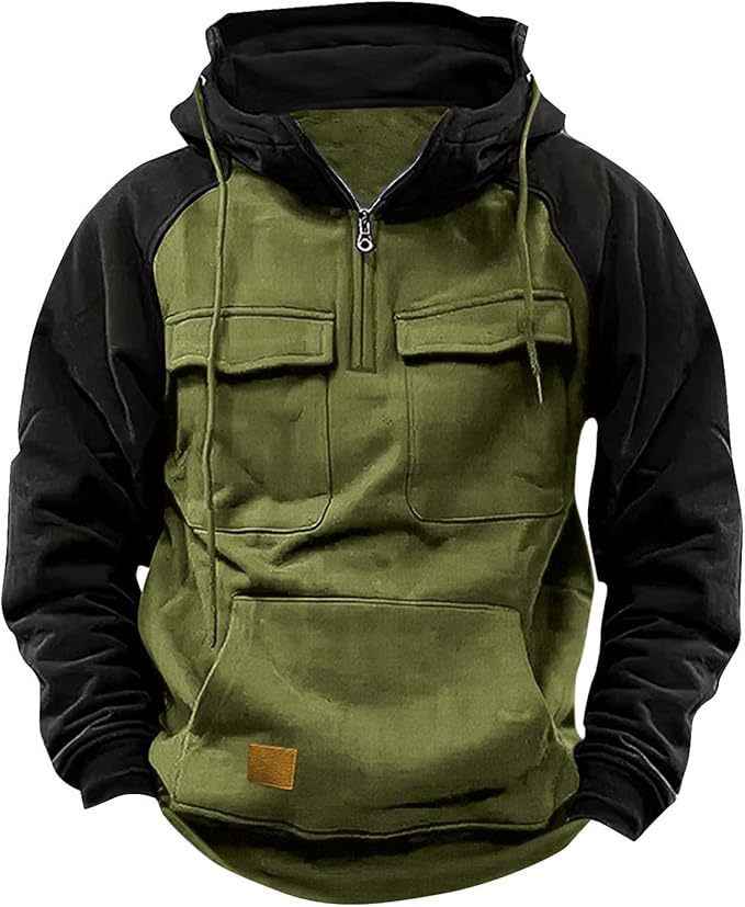 Fall Winter Retro Cargo Hoodies Men&