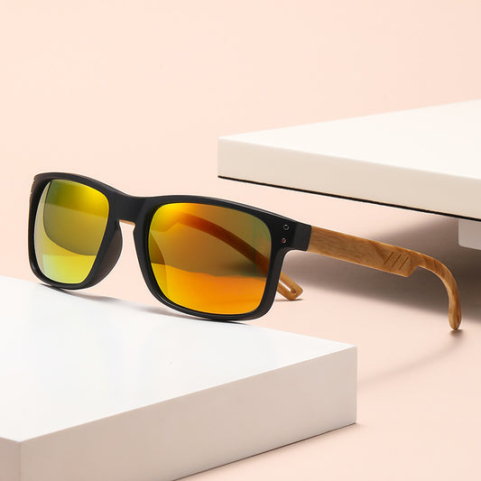 RETRO Holzmaserung UV400 Bein Sonnenbrille