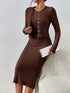 Front Button Cropped Top And Slim Fit Dress - Swefashionstore