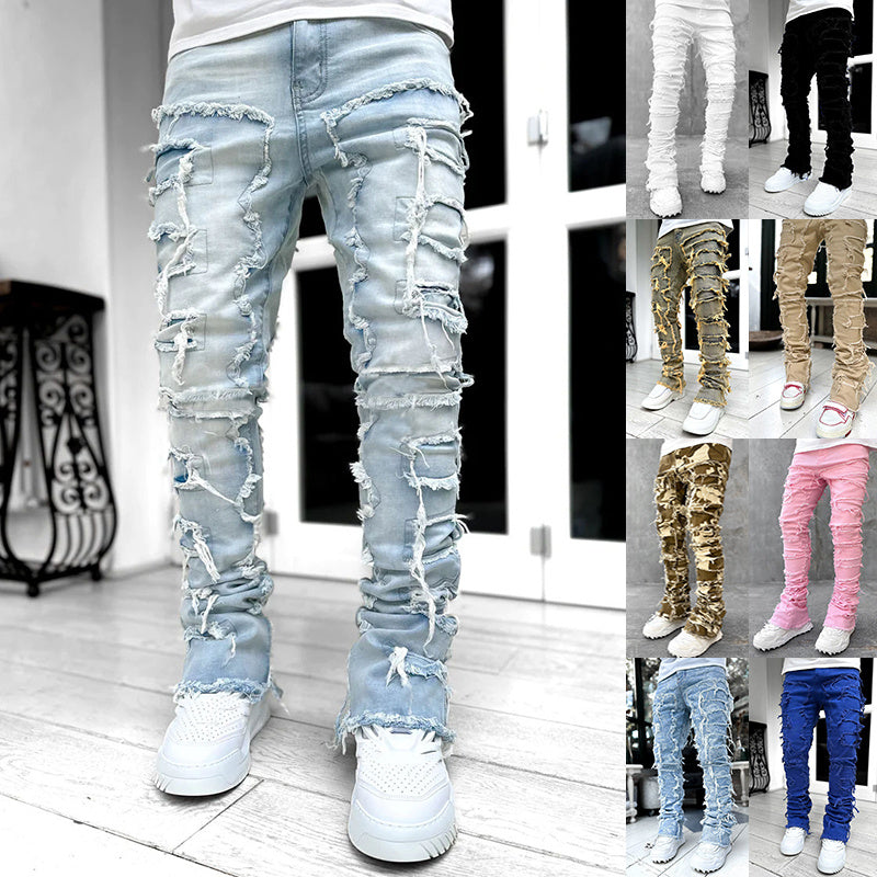 Long Tight Fit Stacked Jeans For Mens Clothing - Swefashionstore