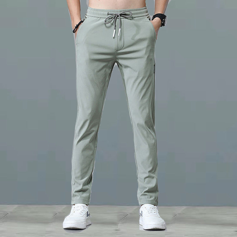 Men's plus size fashion straight pants in light grey.