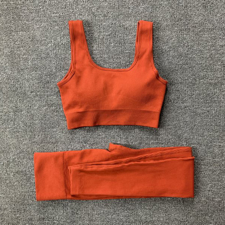 2pcs Thread Yoga SUIT Seamless Bra Lifting High Waist Leggings SET - Swefashionstore