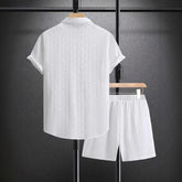 Summer Jacquard Black And White Solid Color Suit - Swefashionstore