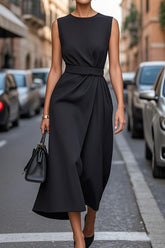 Summer Irregular Sleeveless Dress With Belt Fashion Temperament Slim Back Zipper Dresses For Women Clothing - Swefashionstore
