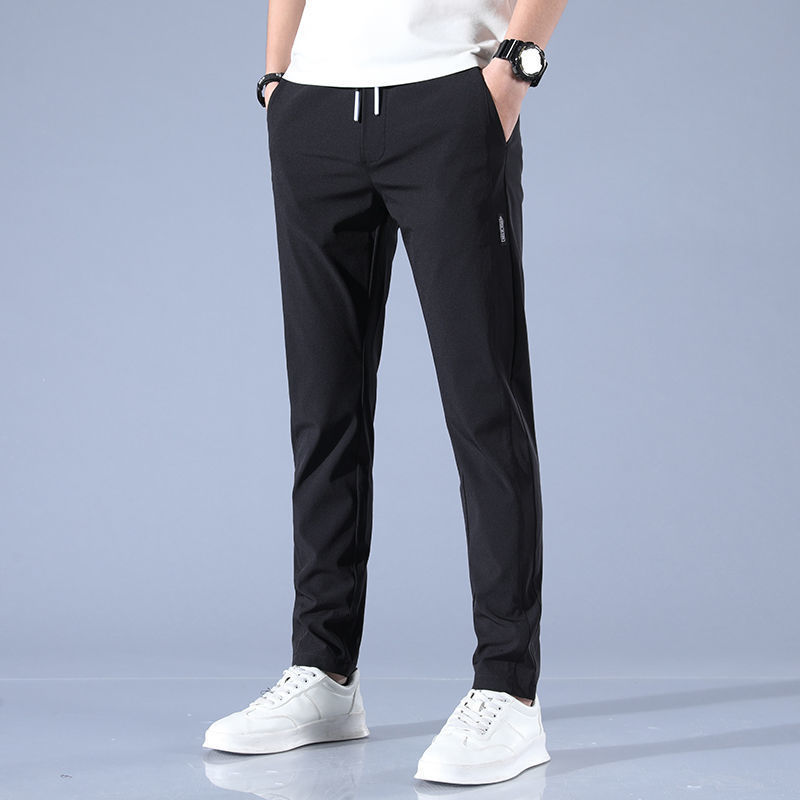 Men's plus size fashion straight pants in black, featuring a comfortable fit and modern style.