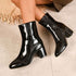 Chunky Heel Pointed Toe Boots with Side Zipper - Fashion Mid-Calf Boots for Women