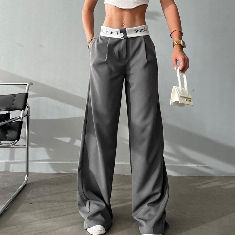 Knitted High Waist Contrast Color Loose Trousers - Swefashionstore
