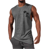 BESTSELLER Coconut Tree Embroidery Vest Summer Beach Tshirt - Swefashionstore