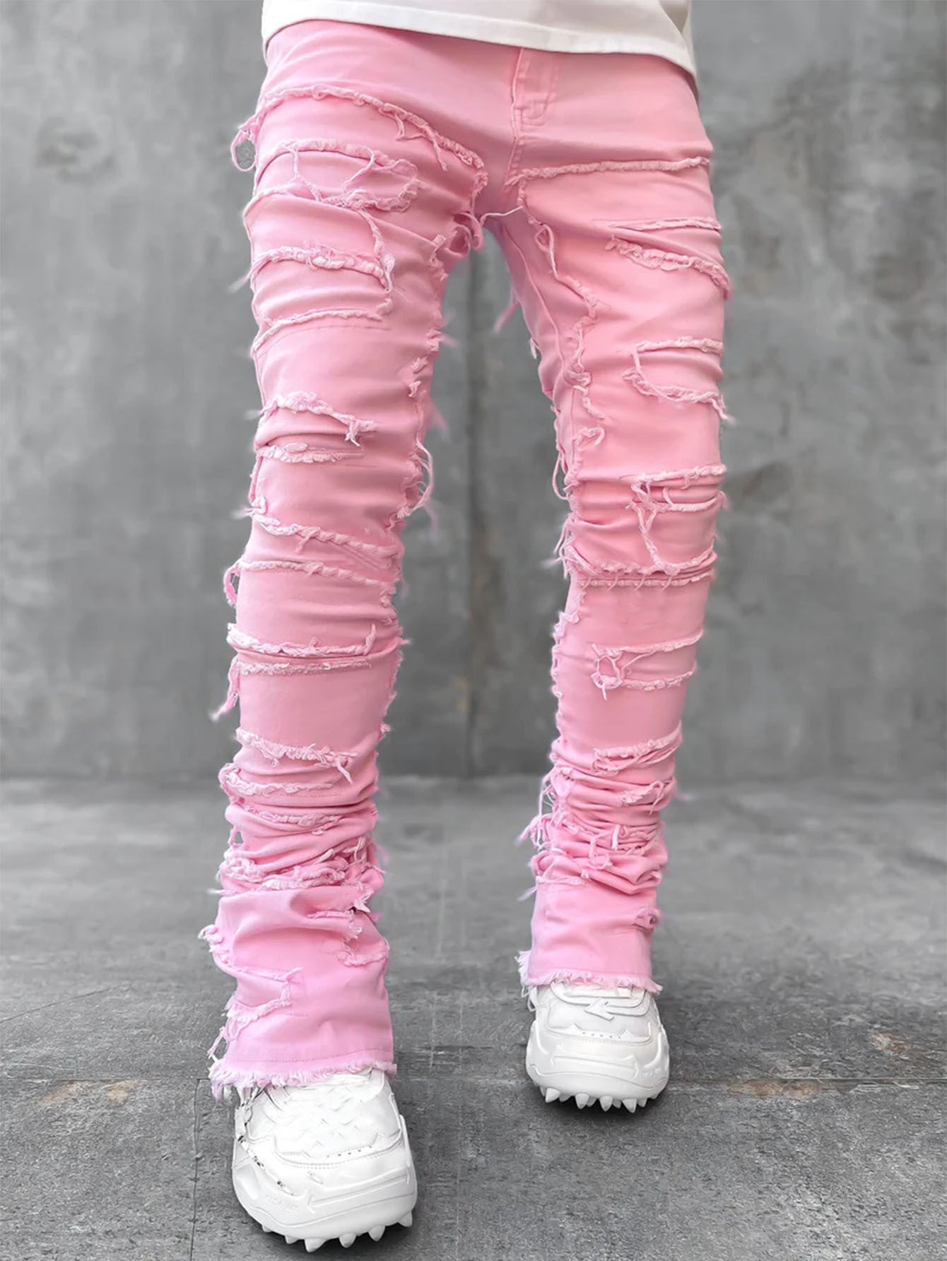 Long Tight Fit Stacked Jeans For Mens Clothing - Swefashionstore