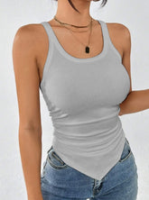 SOLID Ruched Hanky Hem Tank TOP - Swefashionstore