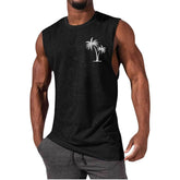 BESTSELLER Coconut Tree Embroidery Vest Summer Beach Tshirt - Swefashionstore