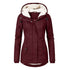 Winter Hooded Jacket for Women - Solid Color Fleece Zip-up with Pockets