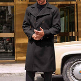 Woolen Male Double-breasted Thickened Woolen Trench Coat