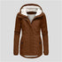 Winter Hooded Jacket for Women - Solid Color Fleece Zip-up with Pockets