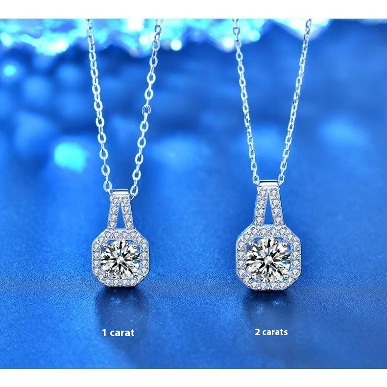 Moissanite S925 Sterling Silver Necklace For Women All-match Niche High Sense - Swefashionstore