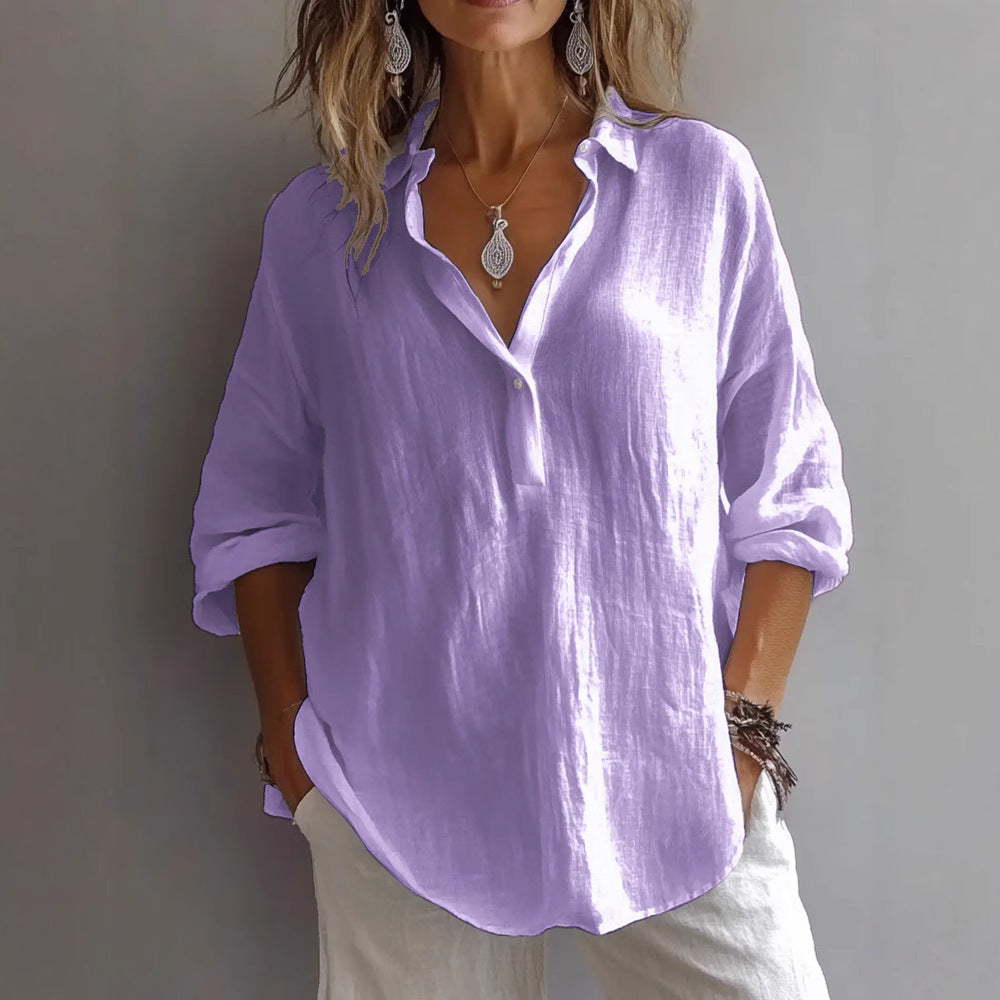 Fashion Long-sleeved Lapel Pullover Shirt - Swefashionstore