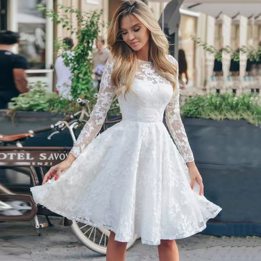Wedding Dress White Vintage Lace Women Dress - Swefashionstore