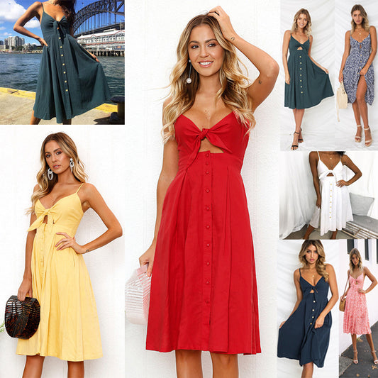 SUMMER Dresses Sleeveless BACKLESS Strap Long Close-fitting